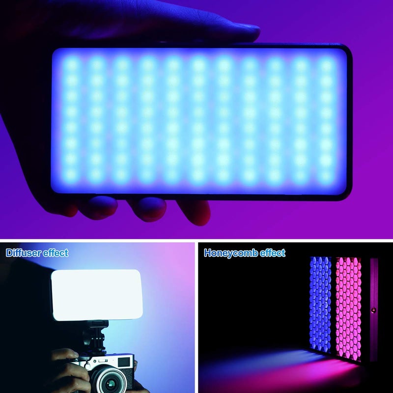 VIJIM VL196 RGB LED Video Light with Adjustable Stand,Dimmable 2500K-9000K Full Color 20 Lighting Effect Modes Camera LED Lights, Portable Photography Lighting with Softbox and Honeycomb Frame - Image 4
